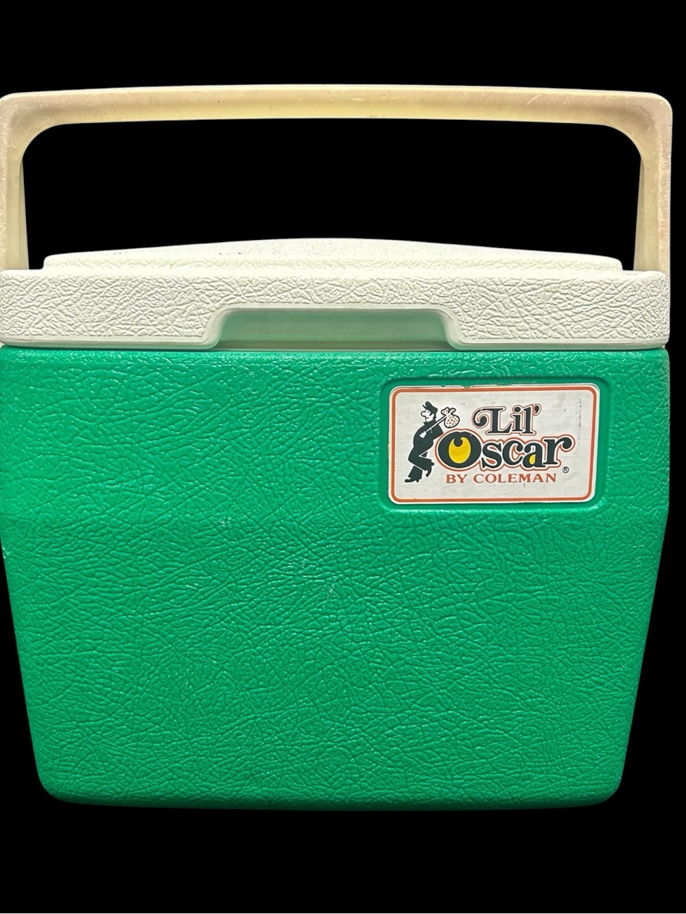 VTG 1981 Coleman Lil Oscar Personal Cooler w/Lid GREEN Off White Handle READ